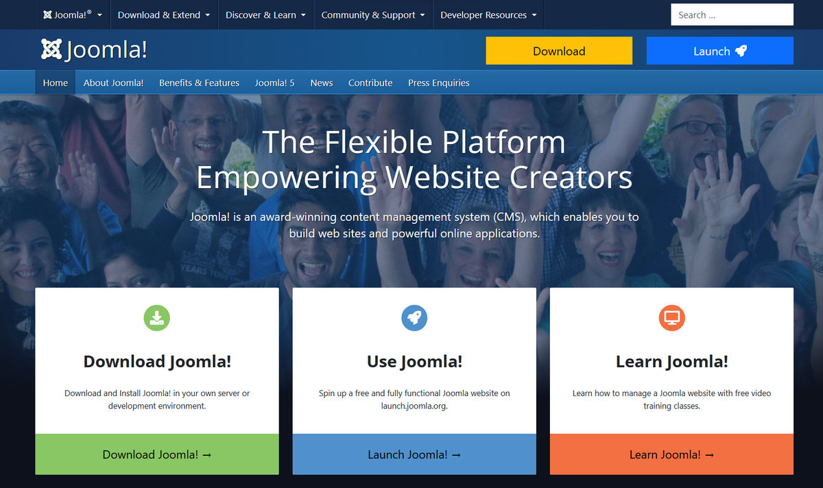 Joomla website homepage